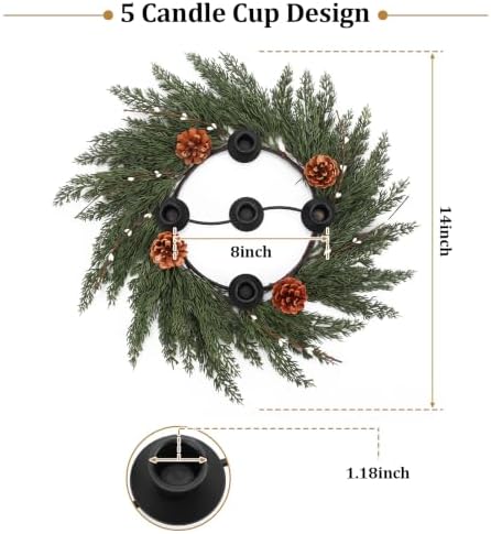 Yinder Cypress Leaves Wreath 14" 5-Hole Gold Centerpiece