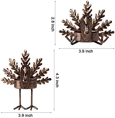 FORUP 6 Pack Metal Turkey Tea Light Candle Holders, Thanksgiving Candle Holder, Thanksgiving Home Table Decoration
