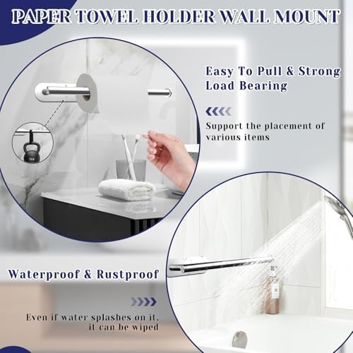 Sliver Paper Towel Holder, Self Adhesive Paper Towel Holder Under Cabinet