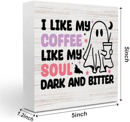 Funny Halloween Ghost Coffee Sign Decor