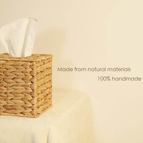 Handmade Wicker Napkin Box Holder / Water Hyacinth / Single / Natural
