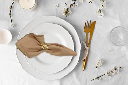 Accent Home Brown Lace Cloth Napkins, Set of 6, 18x18 Inches