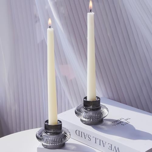 VOHO Smoky Grey Taper Candle Holders Set of 6, Candle Sticks Holder Decor