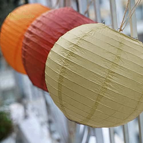 NICROLANDEE 12Pcs Burgundy Orange Maple Leaves Hanging Paper Lanterns