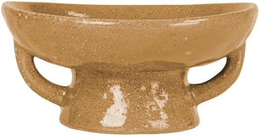 Stoneware Footed Pedestal Bowl / Taupe / 8.0" Round x 3.75" Tall