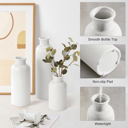 Small Ceramic Vase / White / Set of 3
