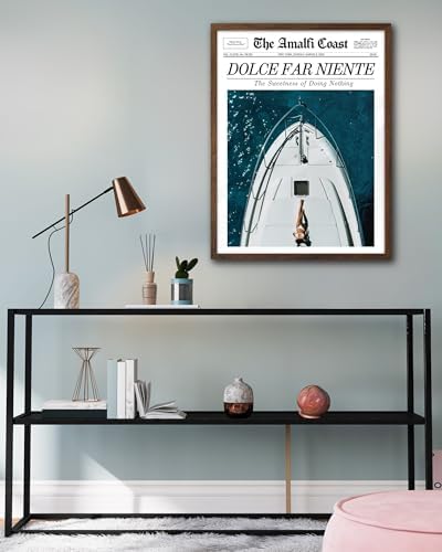 EcoHest 12x16 in Dolce Far Niente Newspaper Framed Wall Art
