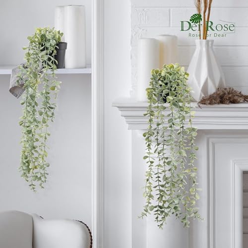 Der Rose 3Pcs Cozy Fake Eucalyptus Hanging Plants for Bathroom Wall Decor
