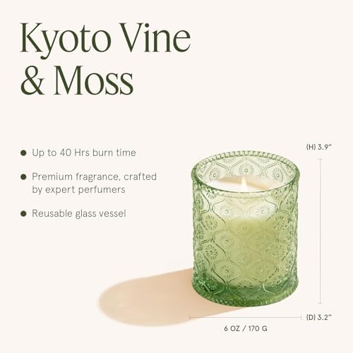 LA JOLIE MUSE Kyoto Vine Moss Scented Candle for Home, Natural Soy, 40 Hrs