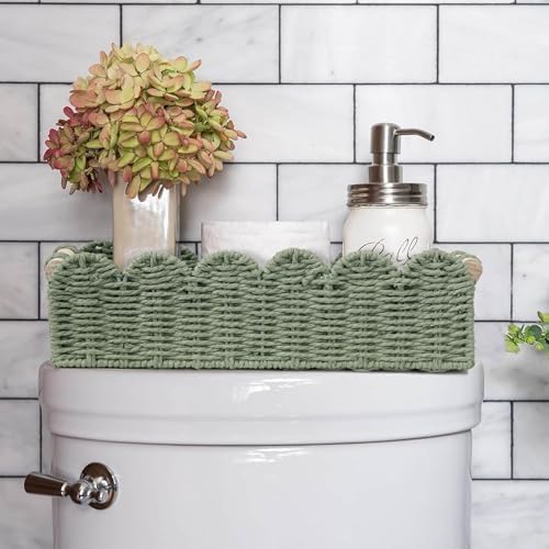CubesLand Scalloped Toilet Paper Storage Basket W/Handle for Home Decor
