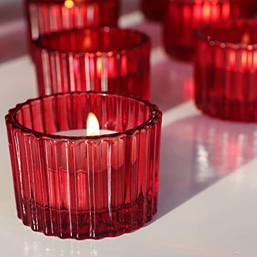 VOHO Red Candle Holders for Table Centerpiece, Set of 12 Tea Light Holder