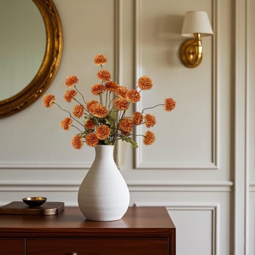 DuHouse 9pcs Artificial Flowers Faux Silk Pompon Mum Chrysanthemum Ball