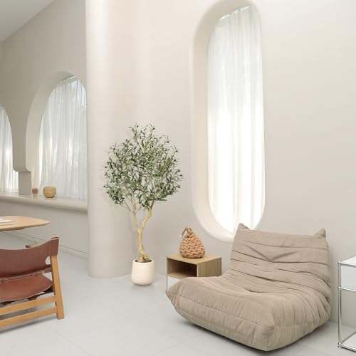 Realead 5ft Olive Trees Artificial Indoor with White Tall Exquisite Planter
