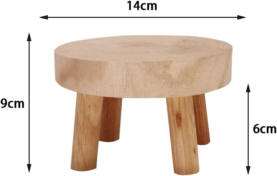 Small Solid Wood Garden Plant Pot Riser Display Stands Flower Pot Holder Indoor Round / 5.5 Inch