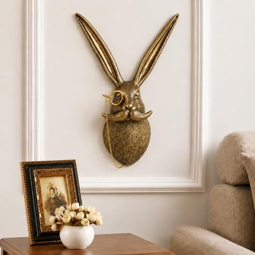 UITWMKTG Gold Rabbit Head Wall Decor - Modern Animal Wall Sculpture, Bunny Wall Art for Living Room, Bedroom, Office