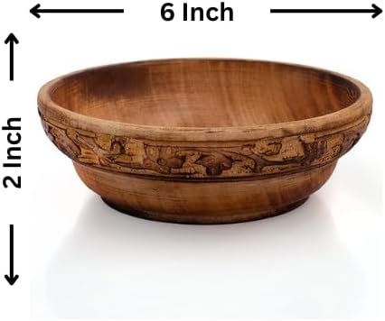 Handmade " Decorative Wood Snack Serving Bowl For Dry Fruits Chips Coffee Table Countertop / 6 x 2