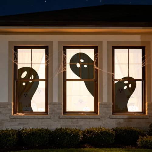 3 Pcs Halloween Ghost Silhouettes Window Cover Halloween Window Decorations