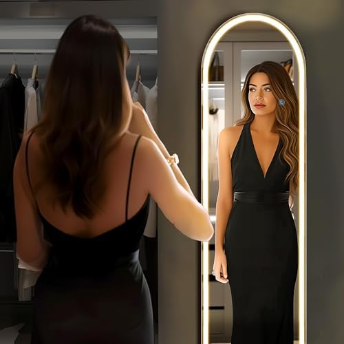 16"x60" Arched LED Full Length Mirror with Stand, Full Body Mirror