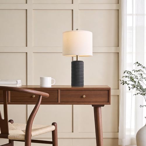 PoKat Small Table Lamps Set of 2 for Bedroom, 20.75'' Matte-Textured Farmhouse Ceramic Bedside Lamps for Night Stands