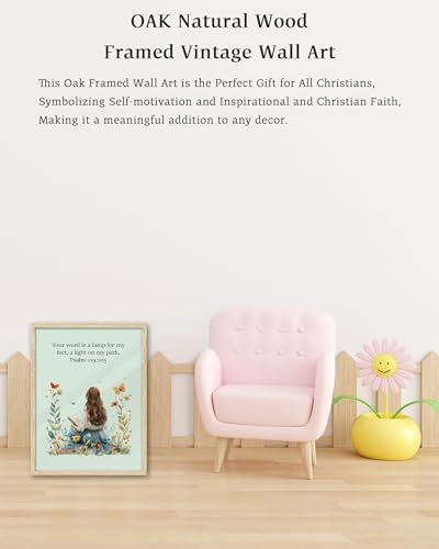 KensTro 12x16 Oak Framed Psalm 119:105 Christian Wall Art
