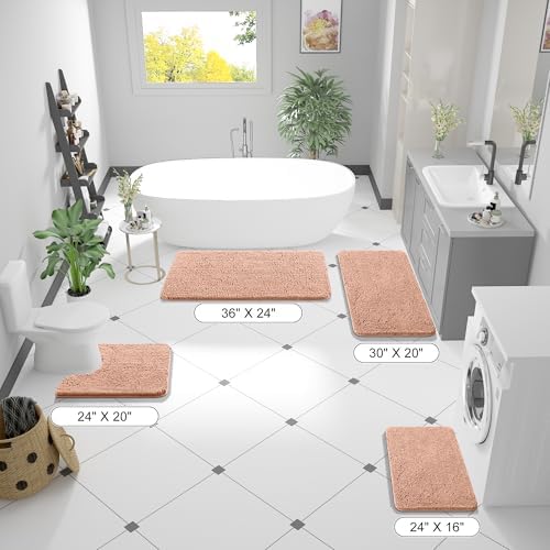 OLANLY Bathroom Runner Rugs 47x17, Extra Soft Absorbent Chenille Bath Rugs