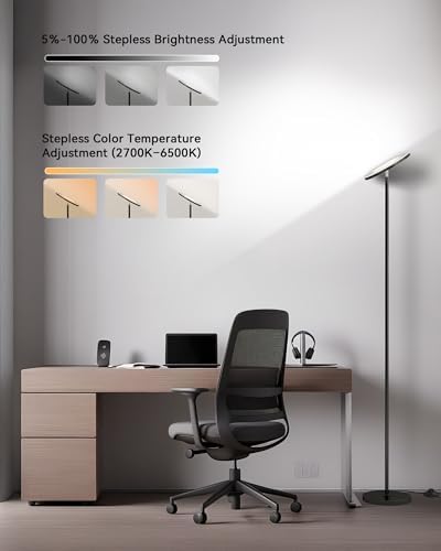JOOFO LED Floor Lamp for Living Room, Torchiere Lamp with Compact Remote