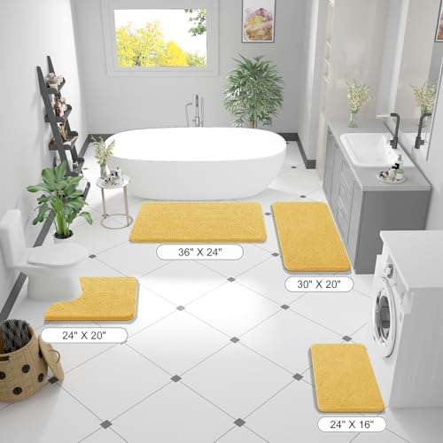 OLANLY Large Bathroom Rugs 40x32, Extra Soft Absorbent Chenille Bath Rugs