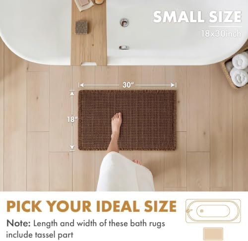MIULEE Set of 2 Waffle Bathroom Rugs Boho Bath Mat Mocha 18x30 Inch