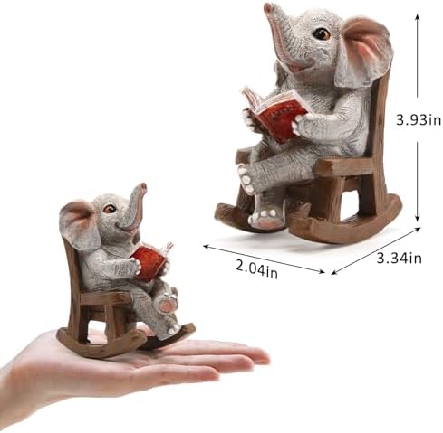 FOXMIS Garden Statues Elephant Outdoor Decor Lights, Lucky Miniature Elephant Statue Solar Garden Decor for