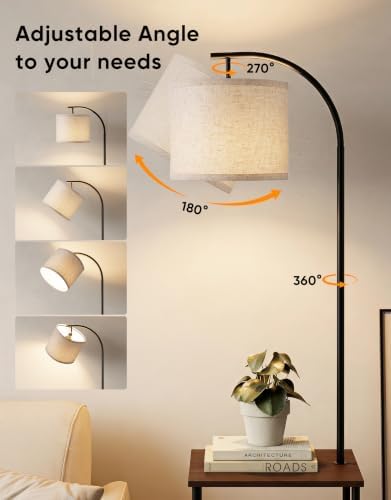 PARTPHONER Floor Lamp with Table, Night Stand with Lamp, Narrow Side Table with 3CCT LED Bulb, Small Coffee Table