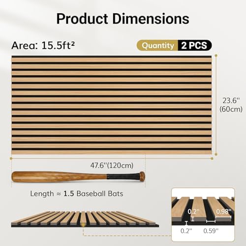 TONOR Wood Wall Panels for Interior Wall Decor-2 Pack 47.2" x 23.6"