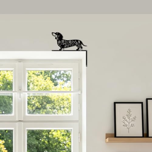 CUTHOLLOW Dachshund & Flowers Door Topper Sign Metal Wall Art Decor