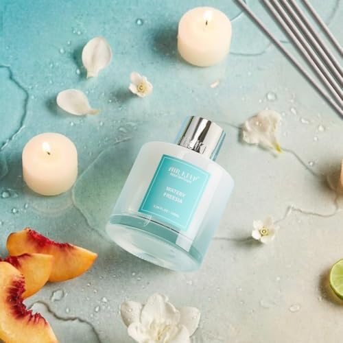 Airkeep Reed Diffuser Set,3.38 fl oz (100 ml) - Watery Freesia Oil Diffusers with 8 Reed Sticks, Home Fragrance Reed