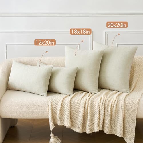 MIULEE Soft Chenille Throw Pillow Covers Cream 16x16 Inch Pack of 2
