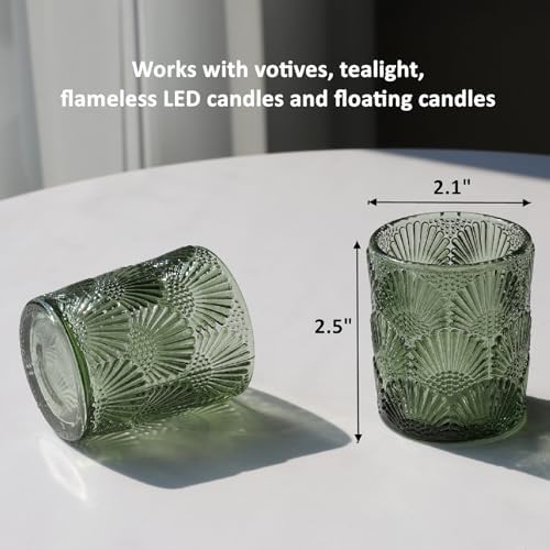 Woho 24pcs Green Votive Candle Holder, Tealight Candle Holder for Christmas