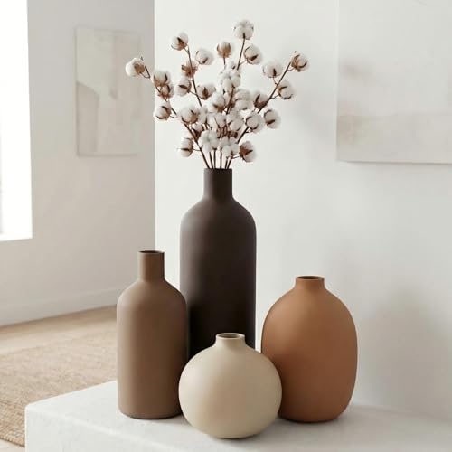 Ceramic Vase / Decorative Neutral Modern Flower Vases / Set of 4