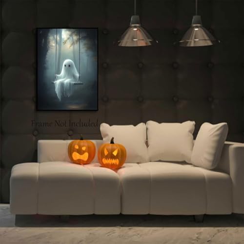 ILLBDR Halloween Cute Ghost Canvas Wall Art Poster 12x16 inch