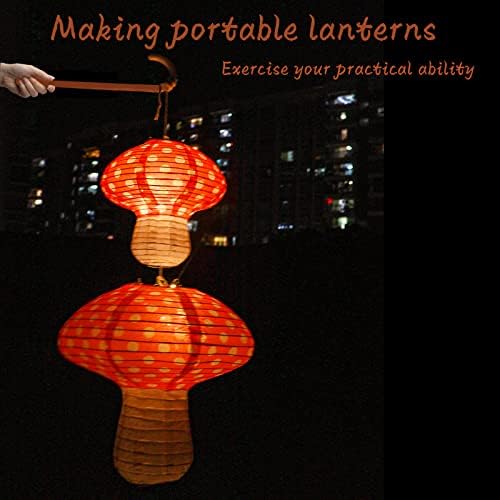 Windspeed 4Pcs Mushroom Shaped Paper Lanterns 8 inch & 12 inch