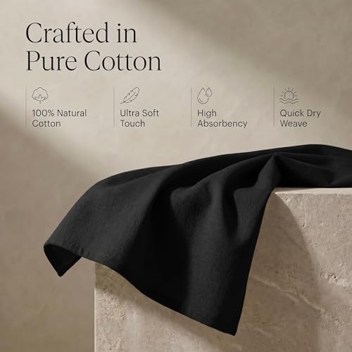 Urban Villa Kitchen Towels Cotton Dish Towels 20”x30” (Set of 6) Black