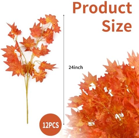 Artificial Red Maple Leaves Bunch, Silk Fall Foliage Stems 24 Inch
