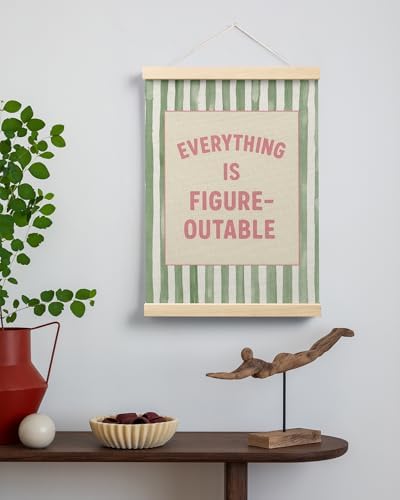 FGFK Preppy Pink and Green Everything Is Figureoutable Inspirational Framed hanging Canvas wall art Poster Prints