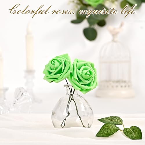 BLEUM CADE 36Pcs Artificial Flowers Fake Foam Roses with Stems for Wedding