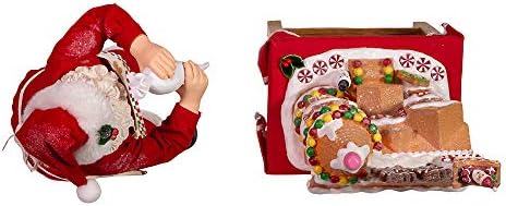 Kurt Adler 10.5-Inch Battery-Operated Fabriche Santa Decorating LED Gingerbread House Table Piece (JEL1203)