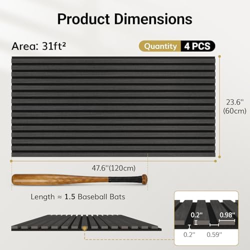 TONOR Wood Wall Panels for Interior Wall Decor-4 Pack 47.2" x 23.6"
