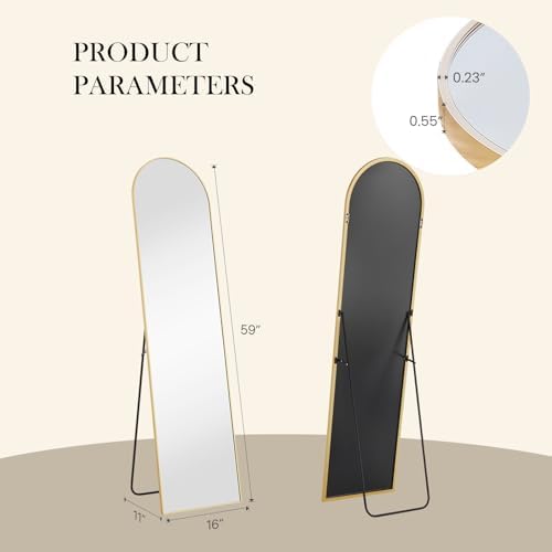Arched Full Length Floor Mirror, 15.75"x59" Body Wall Mirror Stand