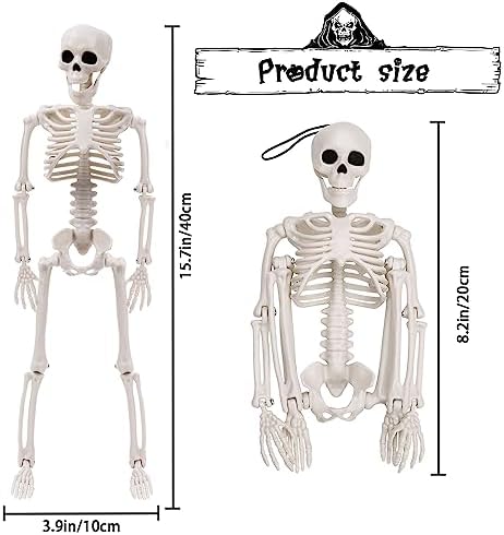 XIMISHOP 5pcs Halloween Skeleton Decoration, 16”Full Body Posable Skeleton