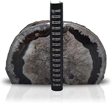A Quality Agate Geode Bookends / Black / A Grade 3 - 4 Lbs