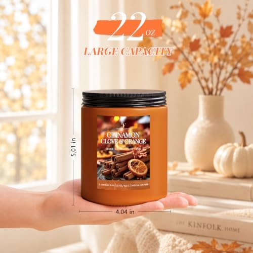 FF FRAGRFLOWING Large Fall Candle for Home Scented, Soy Wax, 22 oz
