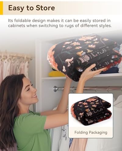 RELEANY Washable Area Rug, Large 9'x12', Black/Colorful