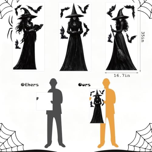STEFORD Halloween Large Witch Window Clings, 3 Pcs
